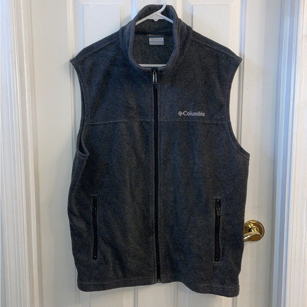 Columbia Men’s Charcoal Heather Front Zip Fleece Vest Size L
